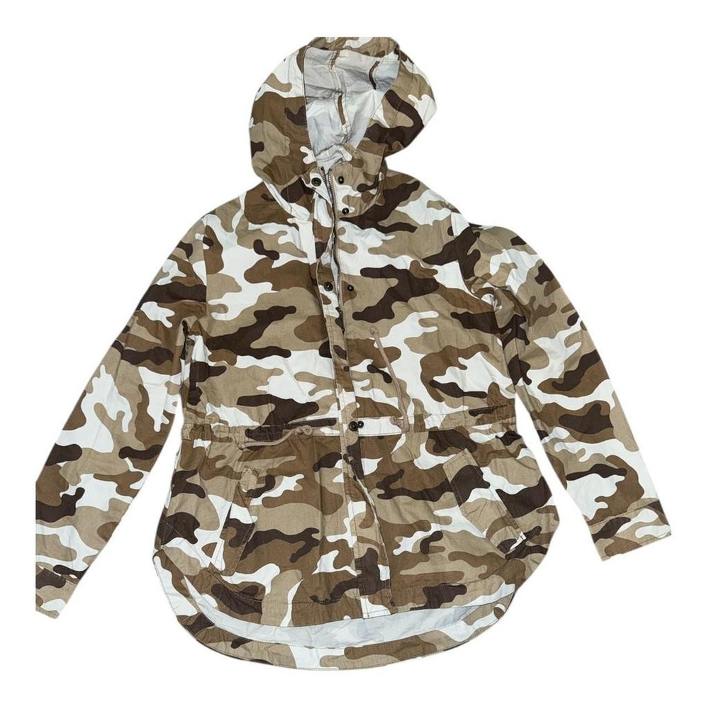 Love Tree Camo Utility Jacket Small Tan Brown Hooded Cargo Gorpcore Streetwear